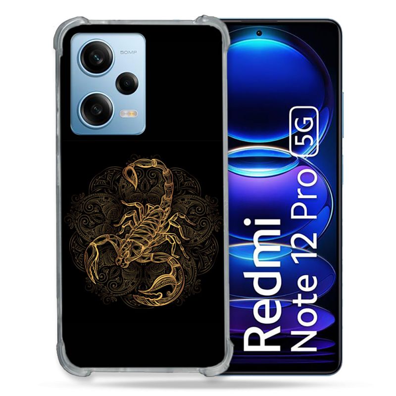 Coque Renforcée En Verre Trempé Pour Xiaomi Redmi Note 12 Pro 5G Animal Scorpion Fresque
