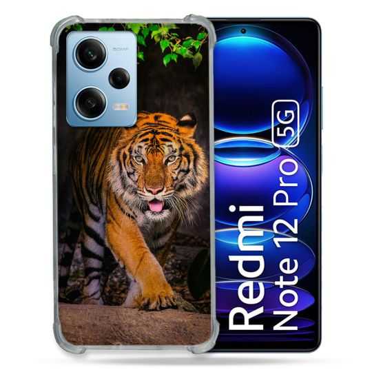 Coque Renforcée En Verre Trempé Pour Xiaomi Redmi Note 12 Pro 5G Animal Tigre Jungle