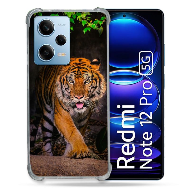 Coque Renforcée En Verre Trempé Pour Xiaomi Redmi Note 12 Pro 5G Animal Tigre Jungle