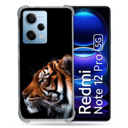 Coque Renforcée En Verre Trempé Pour Xiaomi Redmi Note 12 Pro 5G Animal Tigre Noir