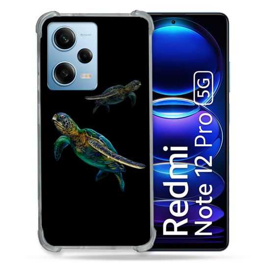 Coque Renforcée En Verre Trempé Pour Xiaomi Redmi Note 12 Pro 5G Animal Tortue Noire multicolore