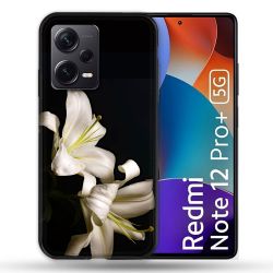 Coque Renforcée Pour Xiaomi Redmi Note 12 Pro Plus 5G Fleur Lys Noir