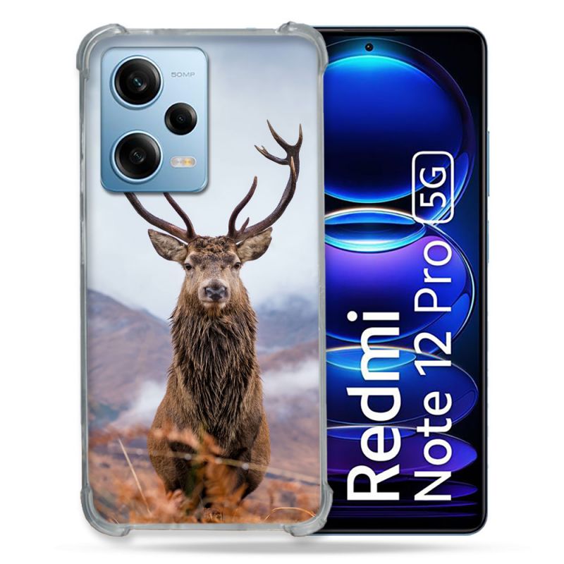 Coque Renforcée En Verre Trempé Pour Xiaomi Redmi Note 12 Pro 5G Chasse Chevreuil Montagne