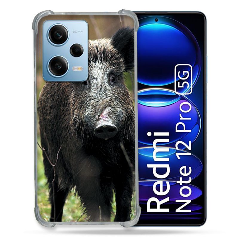 Coque Renforcée En Verre Trempé Pour Xiaomi Redmi Note 12 Pro 5G Chasse Sanglier bois