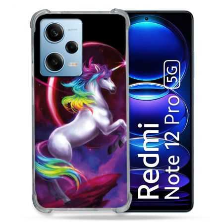 Coque Renforcée En Verre Trempé Pour Xiaomi Redmi Note 12 Pro 5G Fantastique Licorne Arc en ciel