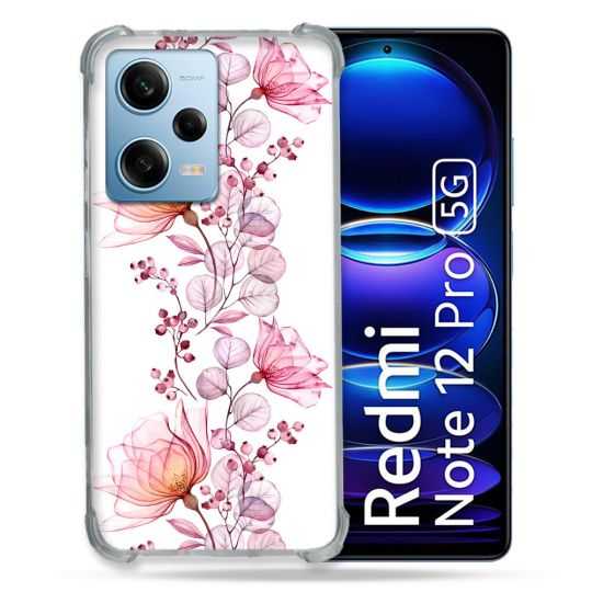 Coque Renforcée En Verre Trempé Pour Xiaomi Redmi Note 12 Pro 5G Fleur Eclosion