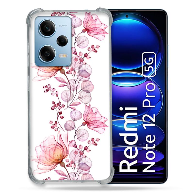 Coque Renforcée En Verre Trempé Pour Xiaomi Redmi Note 12 Pro 5G Fleur Eclosion