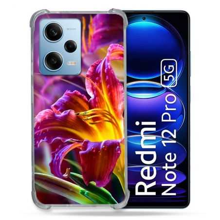 Coque Renforcée En Verre Trempé Pour Xiaomi Redmi Note 12 Pro 5G Fleur Lys Color