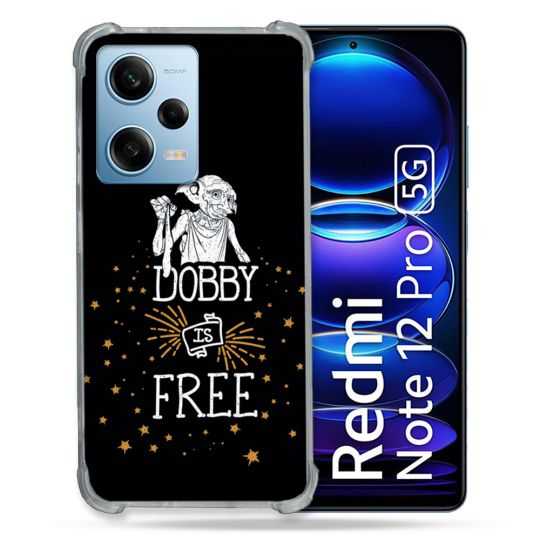 Coque Renforcée En Verre Trempé Pour Xiaomi Redmi Note 12 Pro 5G Harry Potter Dobby Free Noir