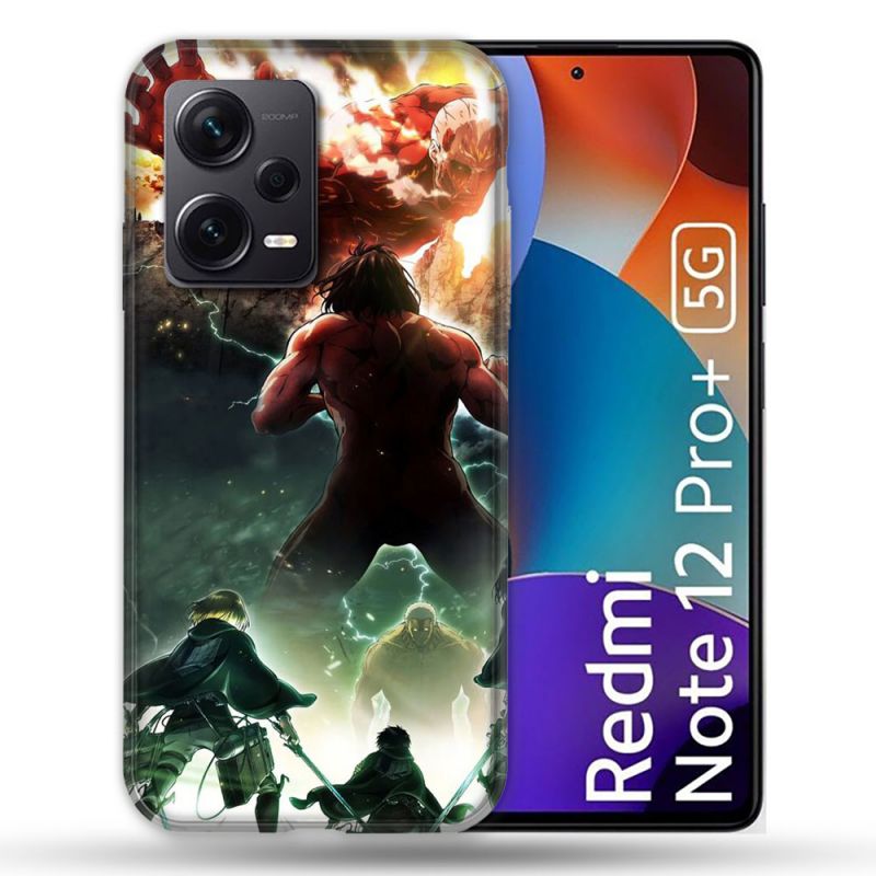 Coque Renforcée Pour Xiaomi Redmi Note 12 Pro Plus 5G Manga Attaque Titans Combat