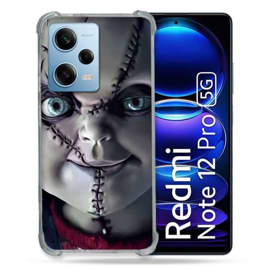 Coque Renforcée En Verre Trempé Pour Xiaomi Redmi Note 12 Pro 5G Horreur Chucky Cicatrice