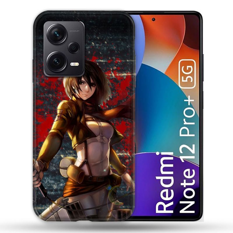 Coque Renforcée Pour Xiaomi Redmi Note 12 Pro Plus 5G Manga Attaque Titans Mikasa