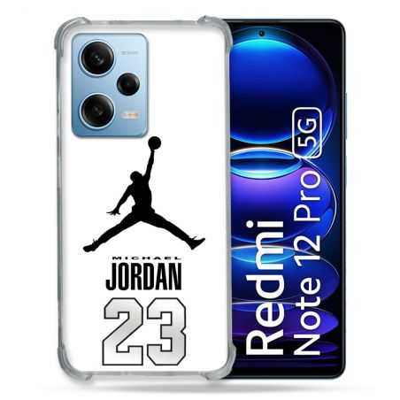 Coque Renforcée En Verre Trempé Pour Xiaomi Redmi Note 12 Pro 5G Jordan 23 Blanc