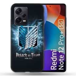 Coque Renforcée Pour Xiaomi Redmi Note 12 Pro Plus 5G Manga Attaque Titans Noir