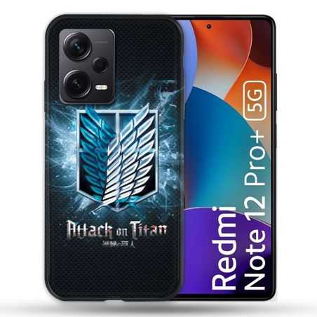 Coque Renforcée Pour Xiaomi Redmi Note 12 Pro Plus 5G Manga Attaque Titans Noir
