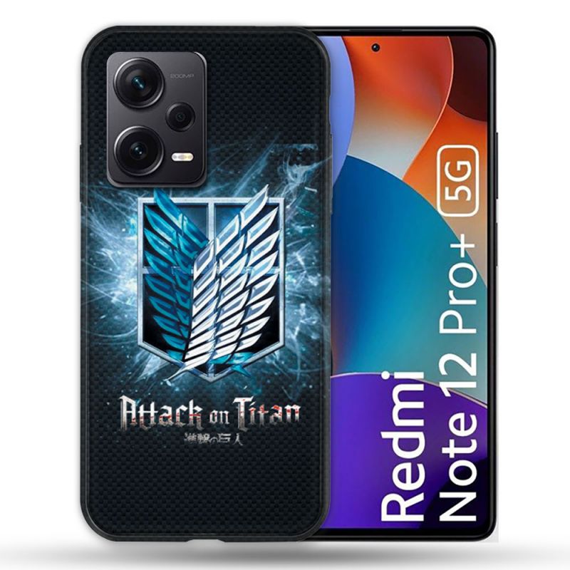 Coque Renforcée Pour Xiaomi Redmi Note 12 Pro Plus 5G Manga Attaque Titans Noir