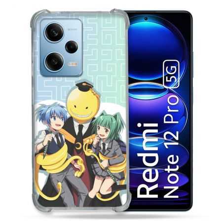 Coque Renforcée En Verre Trempé Pour Xiaomi Redmi Note 12 Pro 5G Manga Assassination Classroom Kuro Trio
