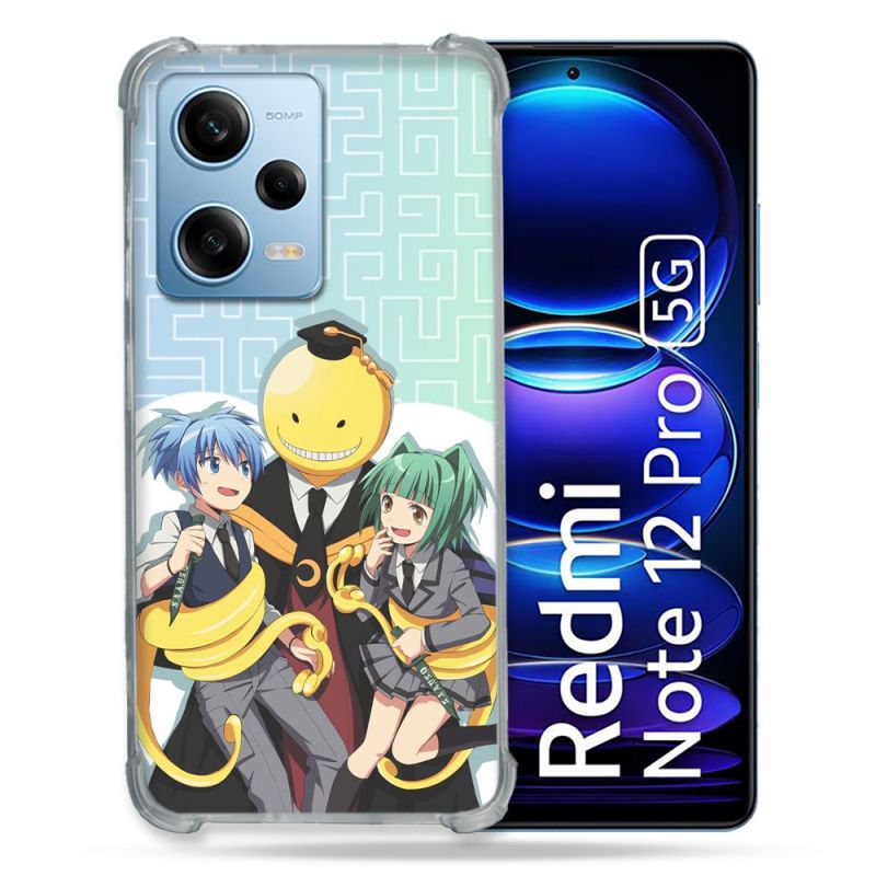 Coque Renforcée En Verre Trempé Pour Xiaomi Redmi Note 12 Pro 5G Manga Assassination Classroom Kuro Trio