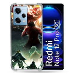 Coque Renforcée En Verre Trempé Pour Xiaomi Redmi Note 12 Pro 5G Manga Attaque Titans Combat