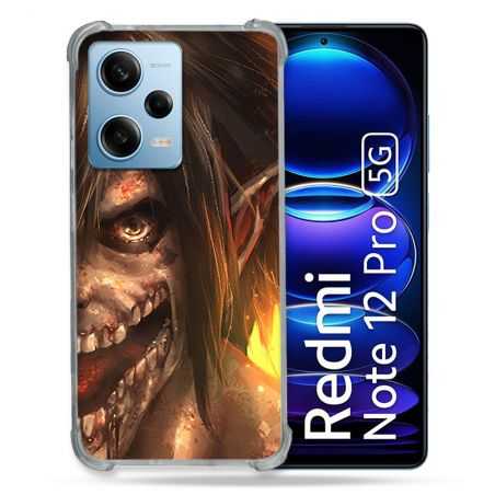 Coque Renforcée En Verre Trempé Pour Xiaomi Redmi Note 12 Pro 5G Manga Attaque Titans Eren Titan