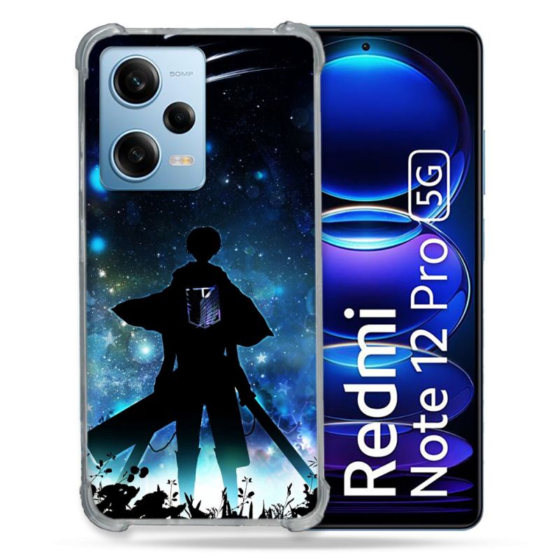 Coque Renforcée En Verre Trempé Pour Xiaomi Redmi Note 12 Pro 5G Manga Attaque Titans Levi