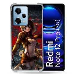 Coque Renforcée En Verre Trempé Pour Xiaomi Redmi Note 12 Pro 5G Manga Attaque Titans Mikasa