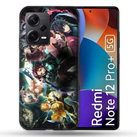 Coque Renforcée Pour Xiaomi Redmi Note 12 Pro Plus 5G Manga Demon Slayer Groupe