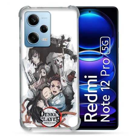 Coque Renforcée En Verre Trempé Pour Xiaomi Redmi Note 12 Pro 5G Manga Demon Slayer Blanc