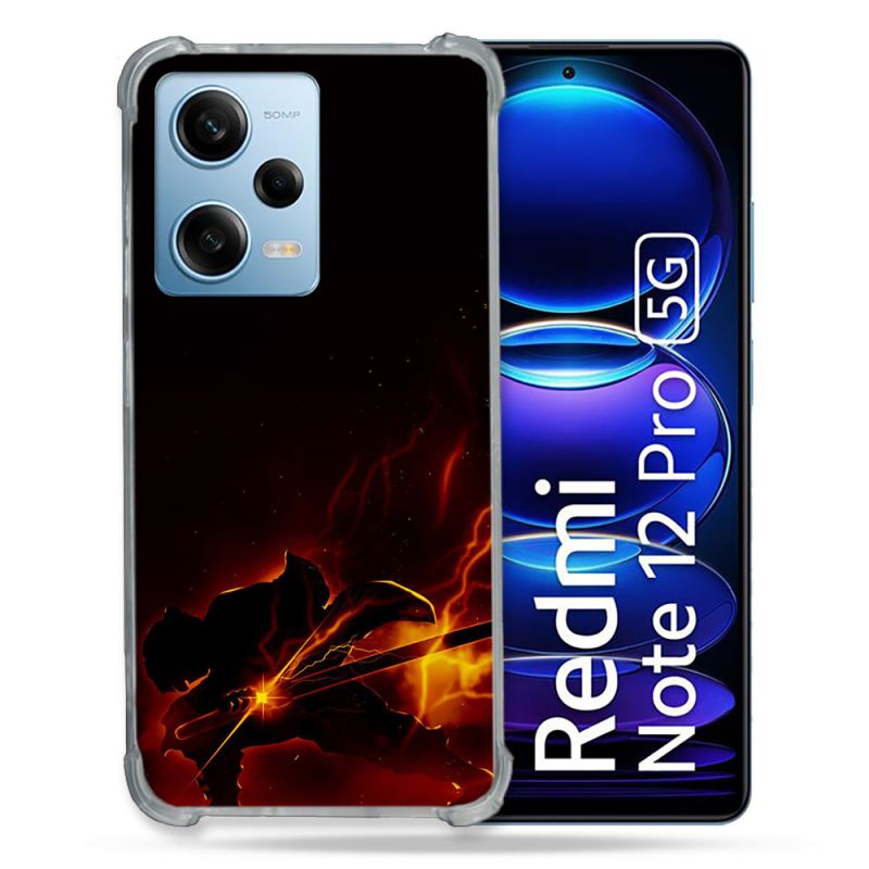 Coque Renforcée En Verre Trempé Pour Xiaomi Redmi Note 12 Pro 5G Manga Demon Slayer Electric