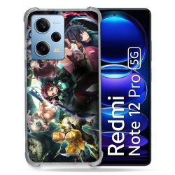 Coque Renforcée En Verre Trempé Pour Xiaomi Redmi Note 12 Pro 5G Manga Demon Slayer Groupe