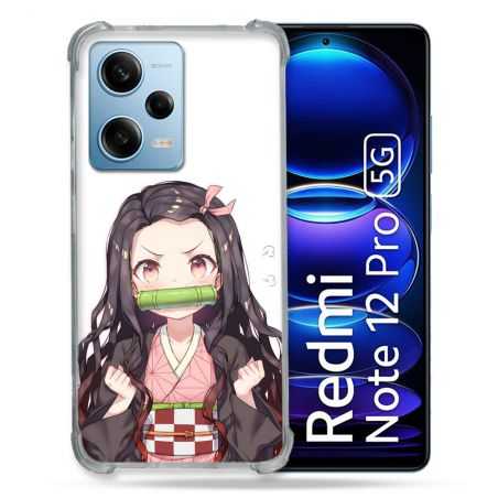 Coque Renforcée En Verre Trempé Pour Xiaomi Redmi Note 12 Pro 5G Manga Demon Slayer Nezuko