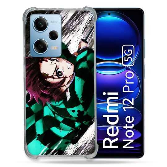 Coque Renforcée En Verre Trempé Pour Xiaomi Redmi Note 12 Pro 5G Manga Demon Slayer Tanjiro