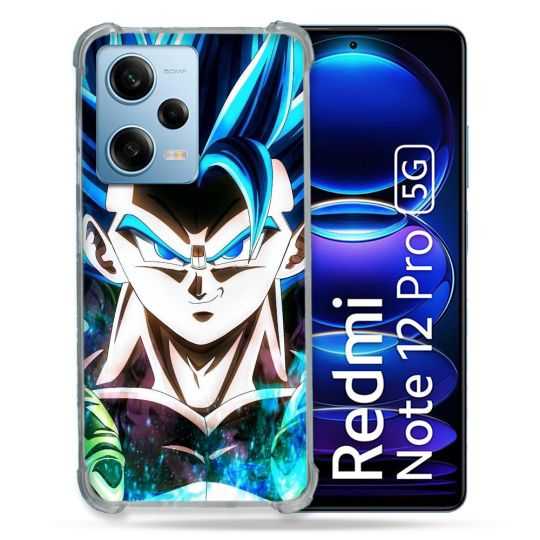 Coque Renforcée En Verre Trempé Pour Xiaomi Redmi Note 12 Pro 5G Manga Dragon Ball Gogeta Visage