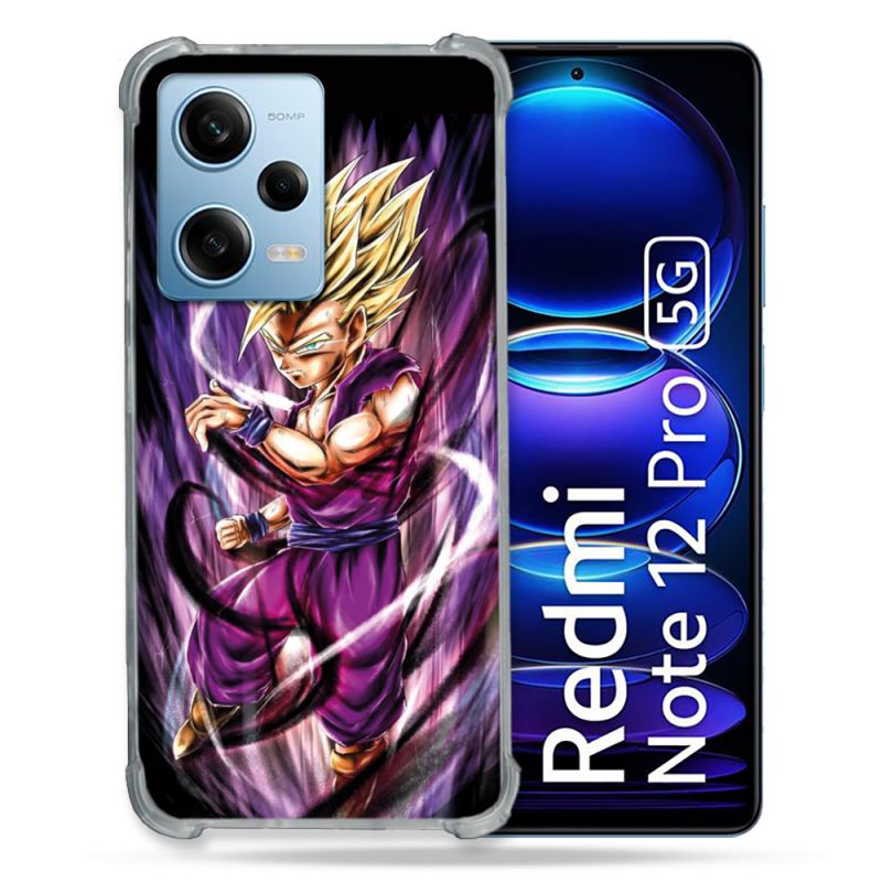 Coque Renforcée En Verre Trempé Pour Xiaomi Redmi Note 12 Pro 5G Manga Dragon Ball Sangohan Violet