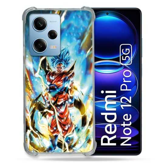Coque Renforcée En Verre Trempé Pour Xiaomi Redmi Note 12 Pro 5G Manga Dragon Ball Sangoku Blanc