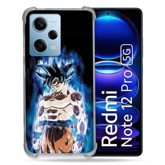 Coque Renforcée En Verre Trempé Pour Xiaomi Redmi Note 12 Pro 5G Manga Dragon Ball Sangoku Noir