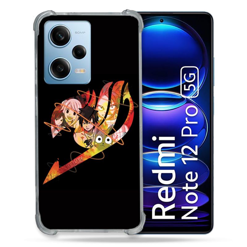 Coque Renforcée En Verre Trempé Pour Xiaomi Redmi Note 12 Pro 5G Manga Fairy Tail Logo Noir