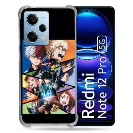 Coque Renforcée En Verre Trempé Pour Xiaomi Redmi Note 12 Pro 5G Manga My Hero Academia Noir