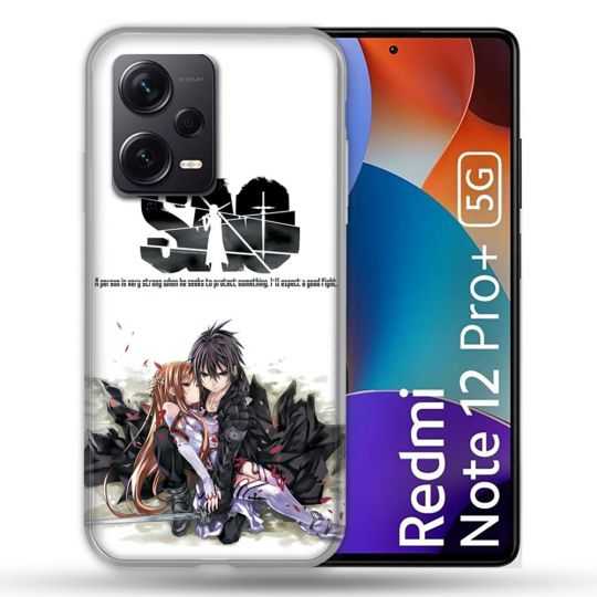 Coque Renforcée Pour Xiaomi Redmi Note 12 Pro Plus 5G Manga SAO sword Art Online Blanc