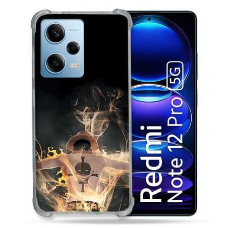 Coque Renforcée En Verre Trempé Pour Xiaomi Redmi Note 12 Pro 5G Manga One Piece Ace Noir