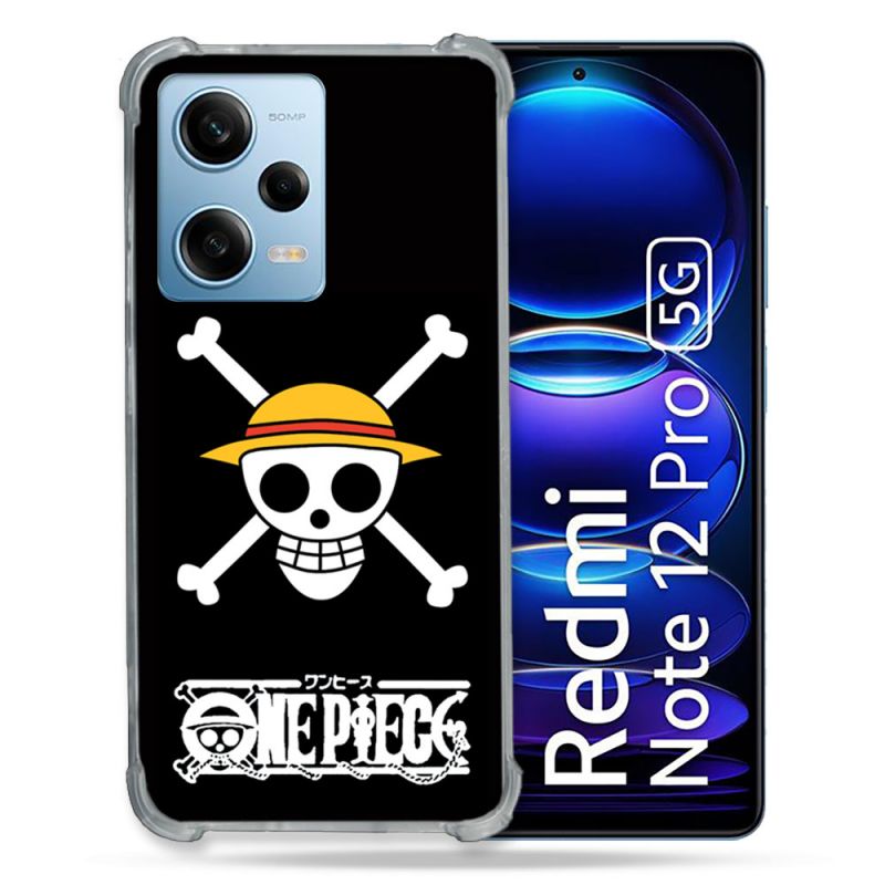 Coque Renforcée En Verre Trempé Pour Xiaomi Redmi Note 12 Pro 5G Manga One Piece Tete de Mort