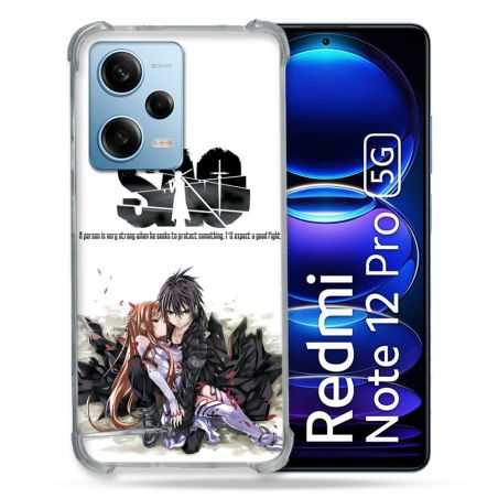 Coque Renforcée En Verre Trempé Pour Xiaomi Redmi Note 12 Pro 5G Manga SAO sword Art Online Blanc