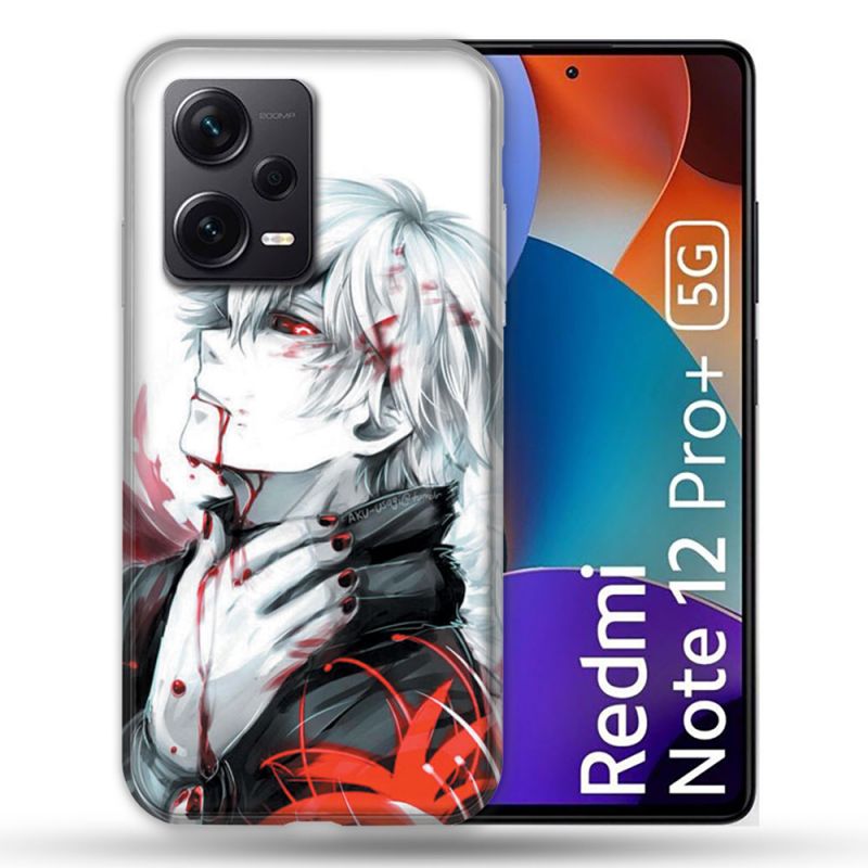 Coque Renforcée Pour Xiaomi Redmi Note 12 Pro Plus 5G Manga Tokyo Ghoul Kaneki Blanc