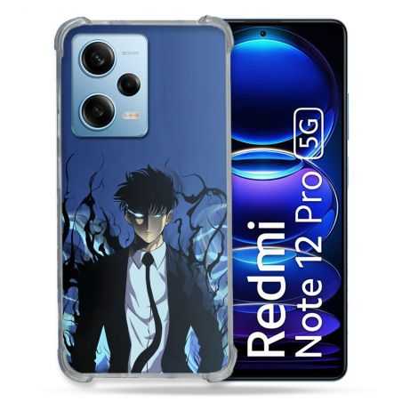 Coque Renforcée En Verre Trempé Pour Xiaomi Redmi Note 12 Pro 5G Manga Solo Leveling Sung Bleu