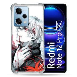 Coque Renforcée En Verre Trempé Pour Xiaomi Redmi Note 12 Pro 5G Manga Tokyo Ghoul Kaneki Blanc