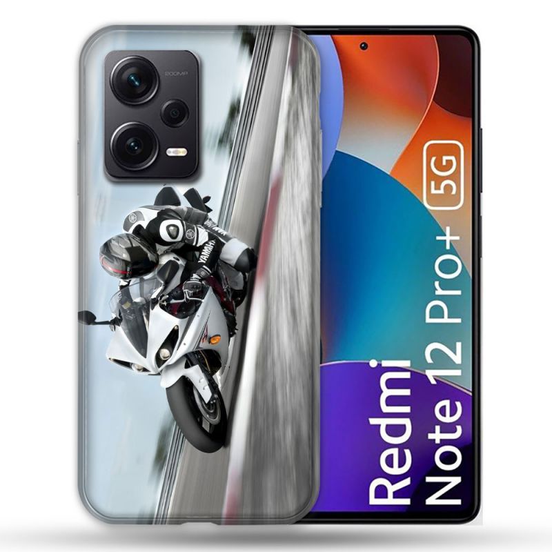 Coque Renforcée Pour Xiaomi Redmi Note 12 Pro Plus 5G Moto Course GP Blanche