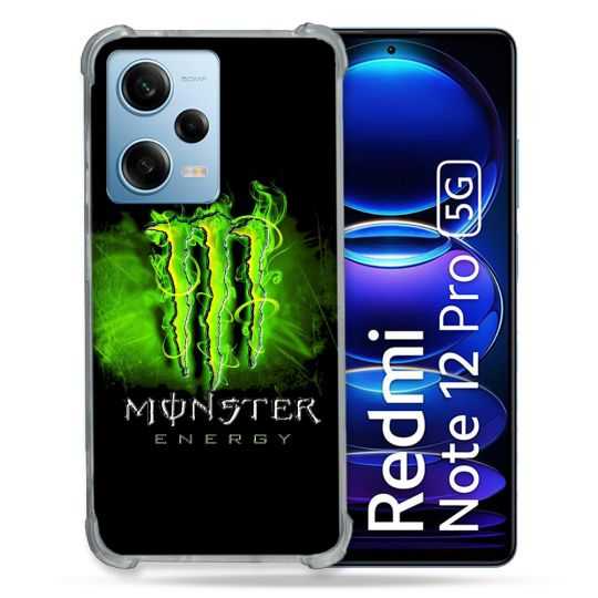 Coque Renforcée En Verre Trempé Pour Xiaomi Redmi Note 12 Pro 5G Monster Energy Vert