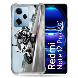 Coque Renforcée En Verre Trempé Pour Xiaomi Redmi Note 12 Pro 5G Moto Course GP Blanche