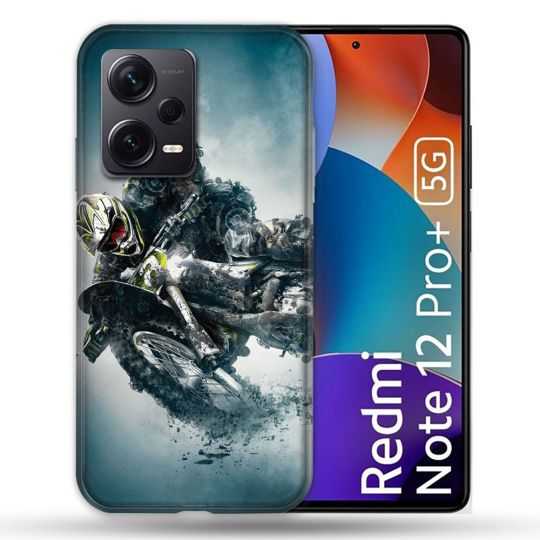 Coque Renforcée Pour Xiaomi Redmi Note 12 Pro Plus 5G Moto Cross Ombre