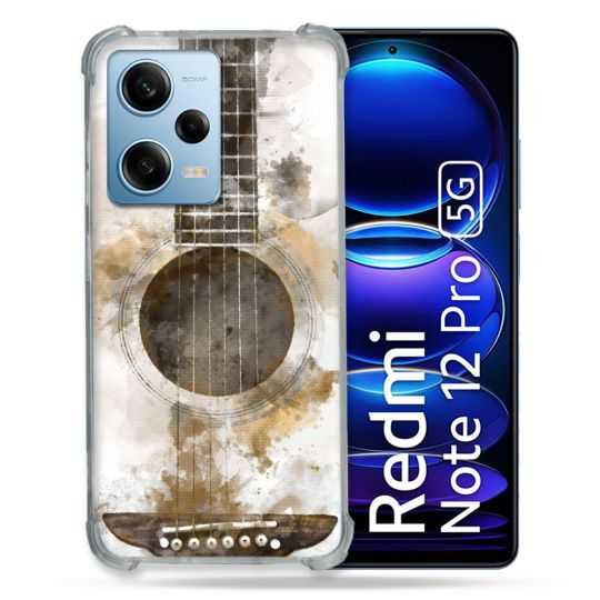 Coque Renforcée En Verre Trempé Pour Xiaomi Redmi Note 12 Pro 5G Musique Guitare Tag